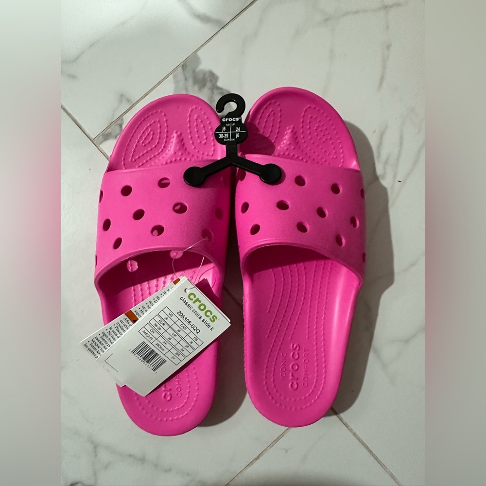 Crocs Classic Crocs Slides | Waterproof Sandals Hot Pink J6 NEW